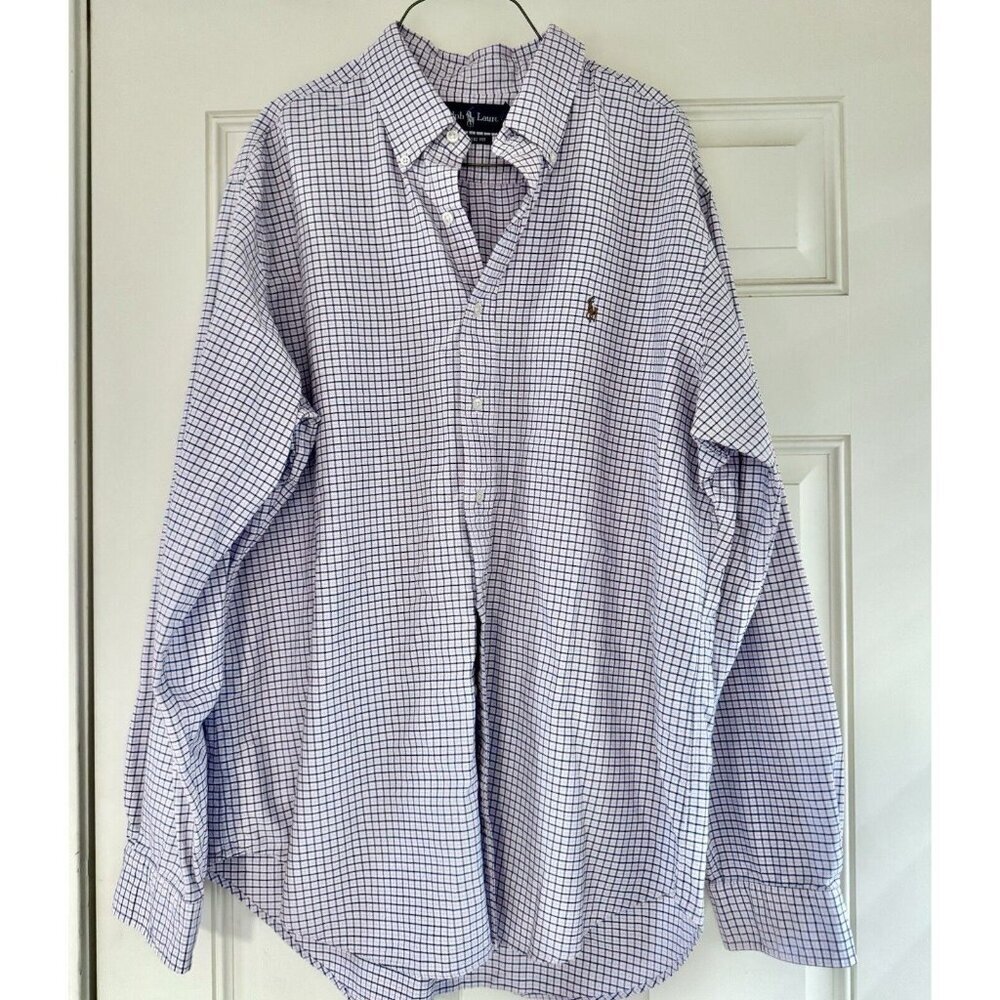 Vintage 90s Ralph Lauren Shirt Men XL Pink Oxford Preppy Flesh Pony Check LTP